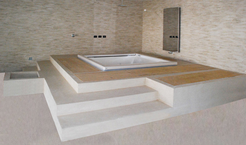 Pavimento e vasca in resina per villa privata a Pavia