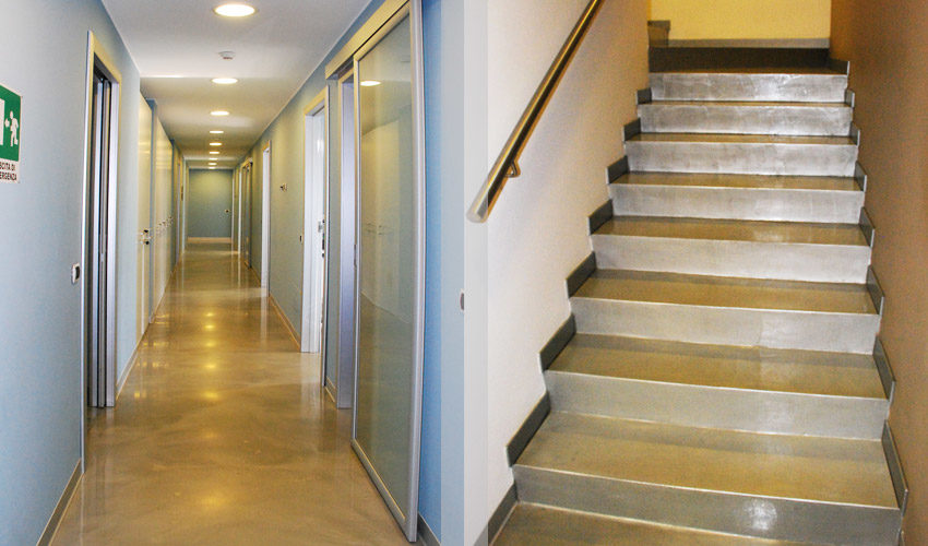 Pavimento e scale in resina per studio dentistico a Pavia