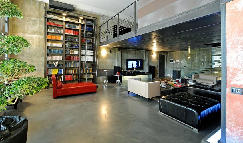 Pavimento e pareti in resina in villa privata a Milano