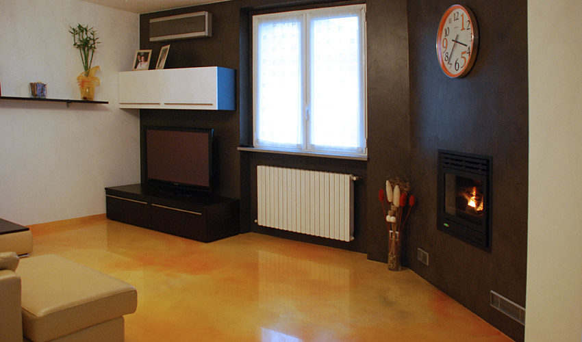 Pavimento e pareti in resina per casa privata a Pavia