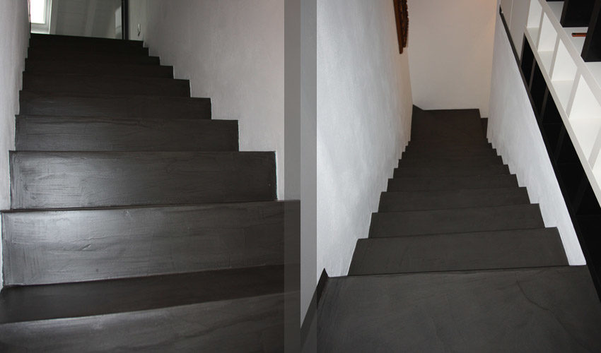Pavimento, scale, pareti e tavoli in resina per casa a Pavia